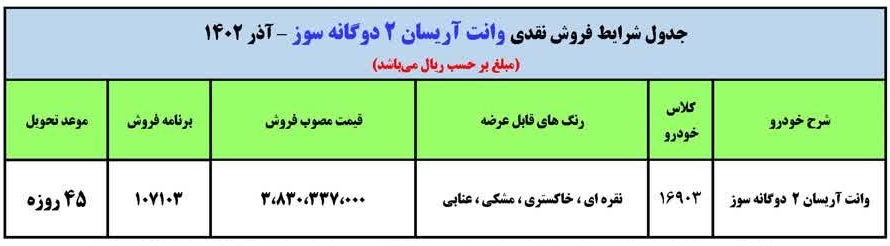 فروش فوری آریسان