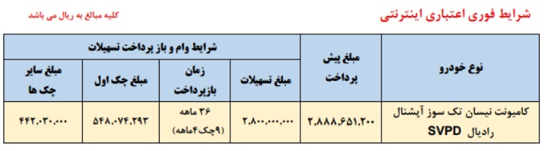 فروش اقساطی وانت نیسان بنزینی